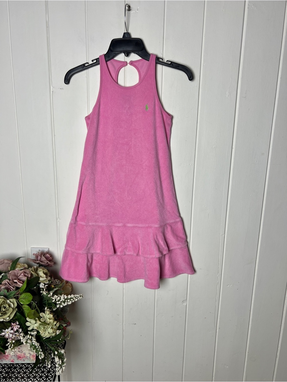 Ralph Lauren Pink Terry Cloth Ruffle Hem Swim Cover Up Dress -Girl’s size L